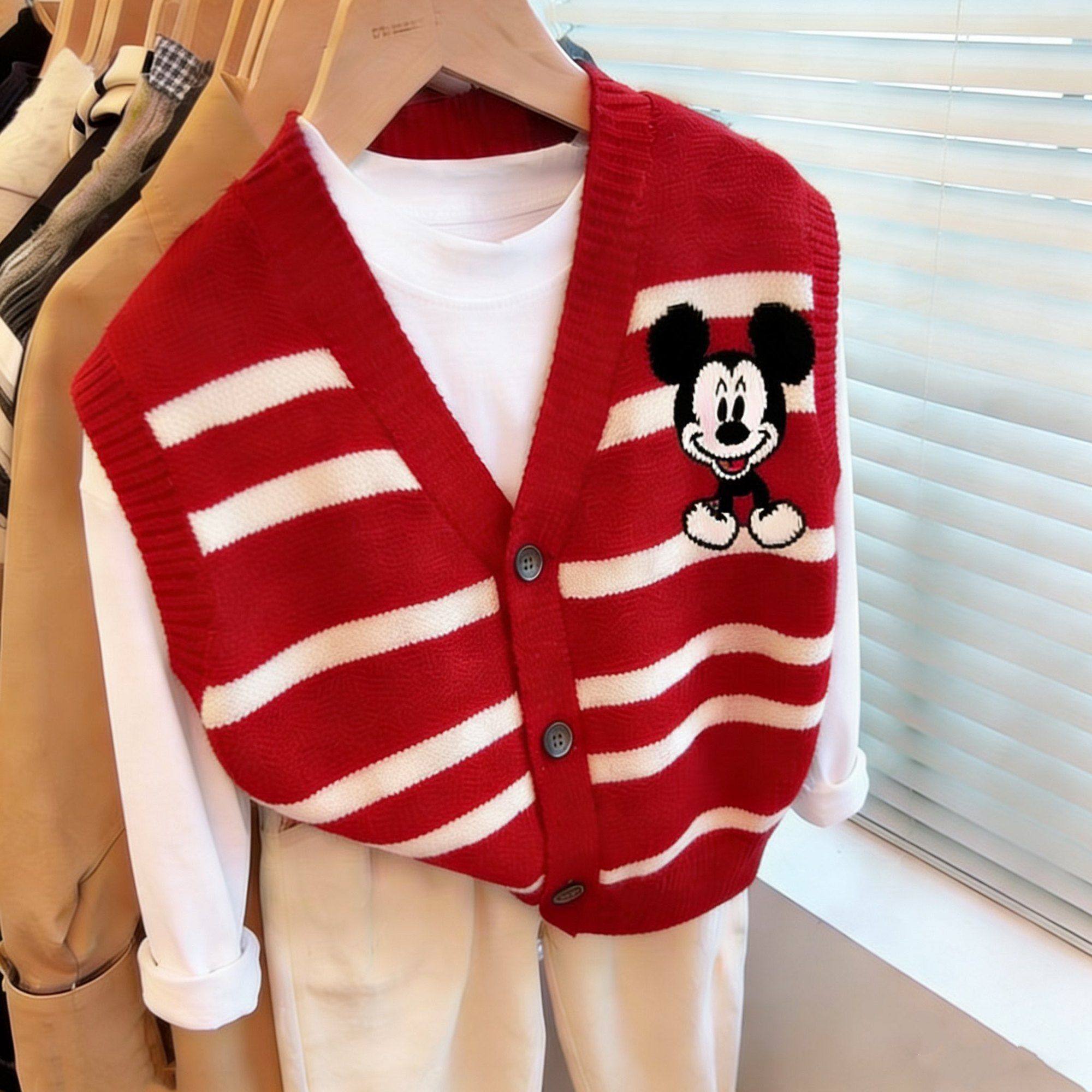 儿童毛衣2026秋冬季男女童条纹马甲童装日系潮牌小熊针织背心开衫,淘宝优惠券,粉丝福利购,淘宝优惠卷