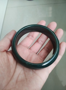 天然新疆和田玉手镯 墨玉手镯新疆黑青玉墨玉手镯子