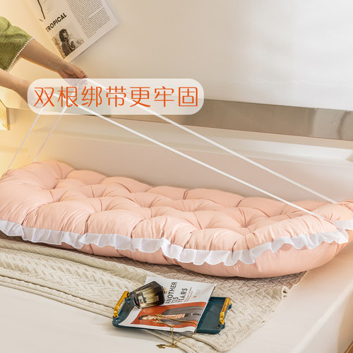 浅粉床上靠枕加高时尚床头靠垫加厚大靠背卧室榻榻米软包双根绑带 - 图2