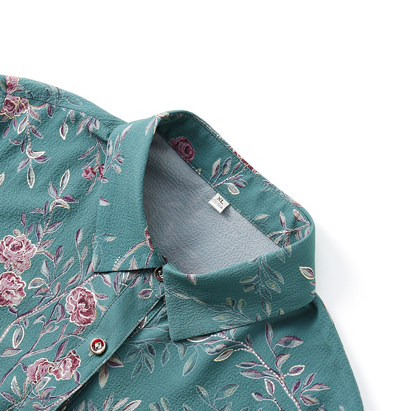 春装中老年人妈妈七分袖碎花衬衫 康丽帛衬衫