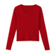 V-neck short sweater women's high waist autumn new women's clothing Slim-fitting sweater top for small people with bottoming shirt