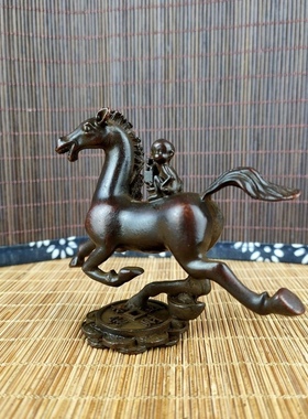 仿古铜马上封侯摆件元宝金钱马生肖马装饰工艺礼品摆件马上奔腾马