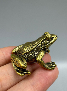 实心纯铜青蛙摆件黄铜小金蟾茶宠桌面装饰品创意个性礼品