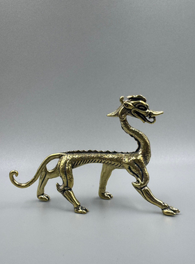 纯黄铜走龙桌面摆件螭龙仿古玩工艺品茶宠摆饰青龙铜雕老铜器收藏