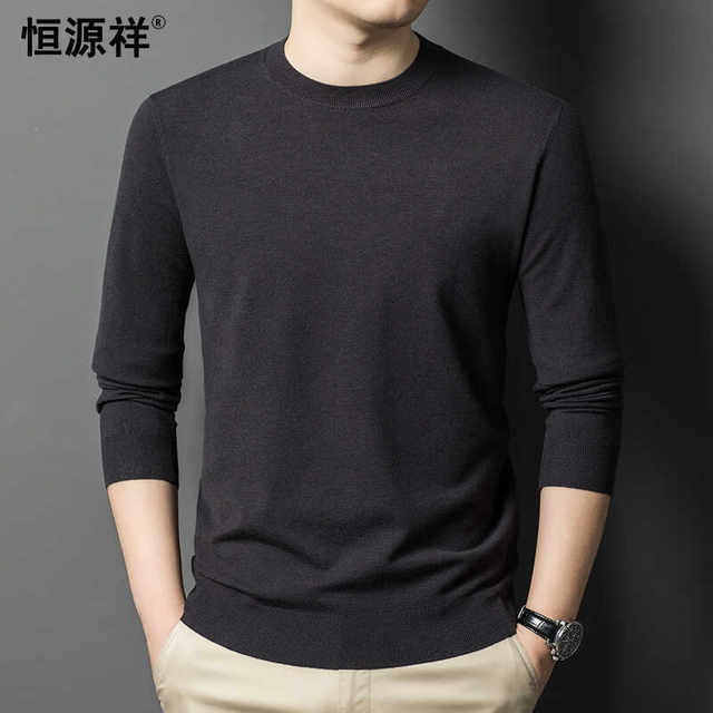 Hengyuanxiang round neck thin mercerized worsted sweater