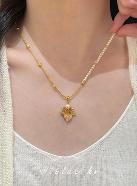 海蓝蓝施家珍珠项链毛衣链长款