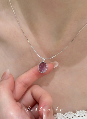 海蓝蓝紫水晶吊坠项链高级感