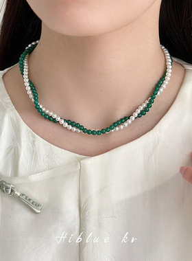 海蓝蓝长款珍珠新中式串珠项链