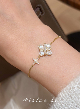 海蓝蓝可旋转四叶草手链