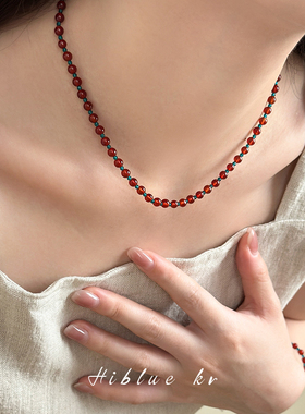 海蓝蓝安可拉红色玛瑙项链