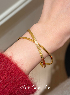 海蓝蓝碎冰冰爆闪双环闭口手镯