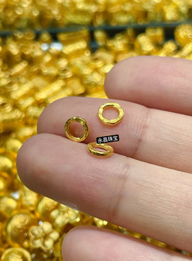 足金999黄金实心盘缠足金手链隔珠隔片古法小金圈串手串手链diy配
