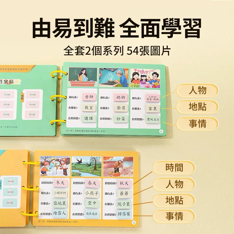 儿童香港繁体字中文教具看图说话写话安静书撕撕早教益智玩具幼儿