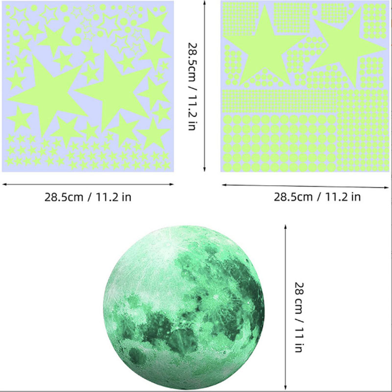 夜光月球星星月亮粉蓝绿光墙贴客厅天花板儿童房间墙壁卧室自粘贴 - 图3