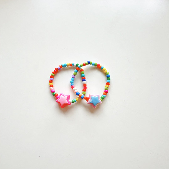 Buntes Perlen-Kinderarmband, Baby-Accessoires, Mädchen, Bonbonfarben-Armband, niedlicher Stern, Blume, Liebe, Prinzessin