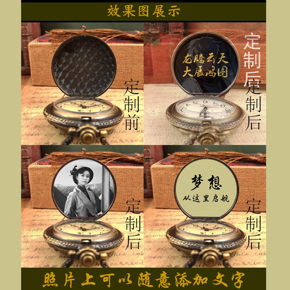 老式怀表男款复古上海旅游景区纪念品可放照片定制中国风电子机械 - 图2