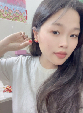 原创手工仿真草莓大福耳钉925银针小蛋糕可爱趣味搞怪蚊香耳夹ins