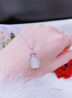 足银999水滴项链女纯银高级感锁骨链吊坠母亲节生日礼物送妈妈