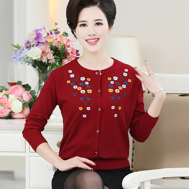 春晴旗舰店新款妈妈开衫毛衣中年女装40岁50中老年秋装秋衣外穿洋气外套0