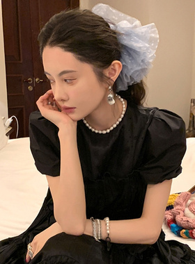 mona同款网纱大肠发圈高级感气质超大蕾丝皮筋头绳女夏季头花发饰
