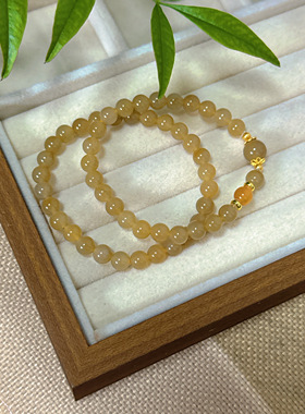 琥珀流光 | 和田玉糖料设计款6mm手串银镶秋冬天氛围感手串