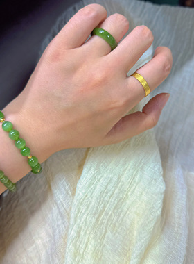 戒圈 | 天然和田玉碧玉戒圈碧玉馒头戒圈碧玉直切戒圈