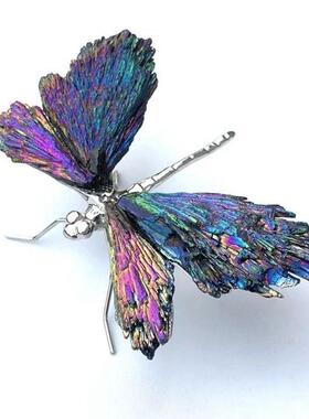 天然水晶蓝碧玺蜻蜓摆件