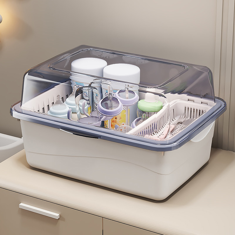 奶瓶收纳箱防尘沥水架带盖婴儿用品新生儿宝宝辅食餐具玩具收纳盒,淘宝优惠券,粉丝福利购,淘宝优惠卷