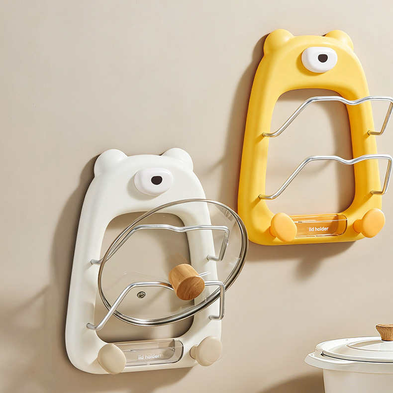 吸盘锅盖架子免打孔多层锅盖放置器壁挂式厨房置物架多功能菜板架 - 图0