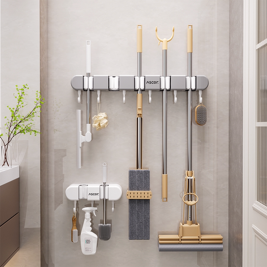 Waterproof and anti-season wall-mounted mop rack