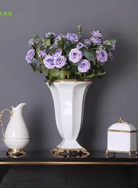 奢华茶几装饰品摆件铜配瓷高档