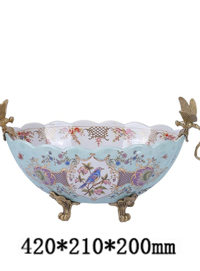 欧式装饰果盘摆件法式美式古典奢华家居饰品果碗客厅玄关瓷插花器