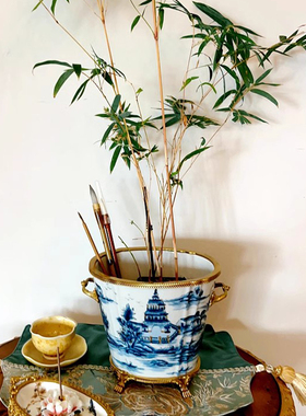 欧式花花瓶法式铜古典花盆奢华