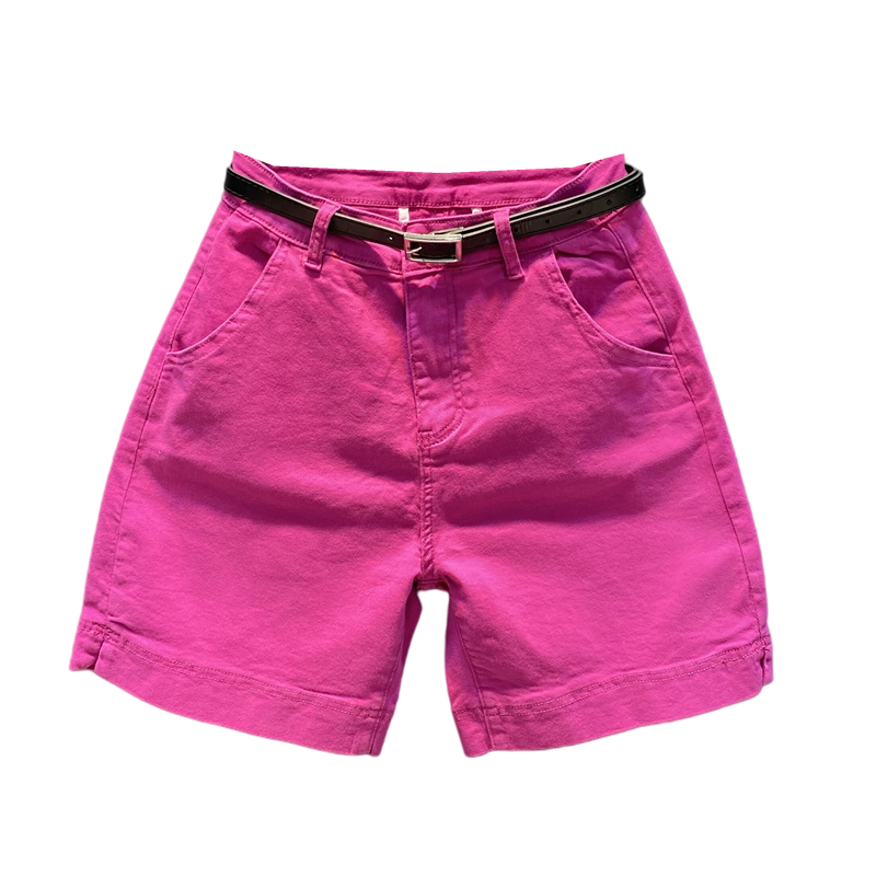 洋气玫红色阔腿直筒牛仔短裤女薄款夏装百搭微开叉五分休闲裤中裤,淘宝优惠券,粉丝福利购,淘宝优惠卷