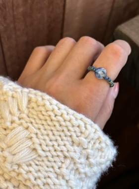 进口捷克米珠天然石搭配显瘦戒指