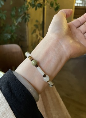 灰水晶抹茶色阿拉善石虎眼石手串