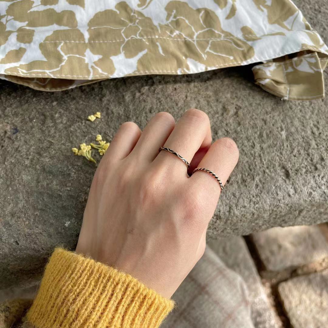 爱在黎明破晓前 复古轻奢玉石感做旧简约气质小众戒指女 - 图0