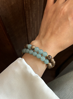 新中式天然石搭配木珠弹力手链