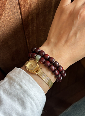 天然血檀木和田玉中式静心手串
