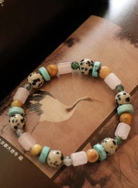 自制粉晶玛瑙虎眼石手串