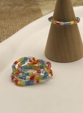 Candy弥漫米珠指环戒指
