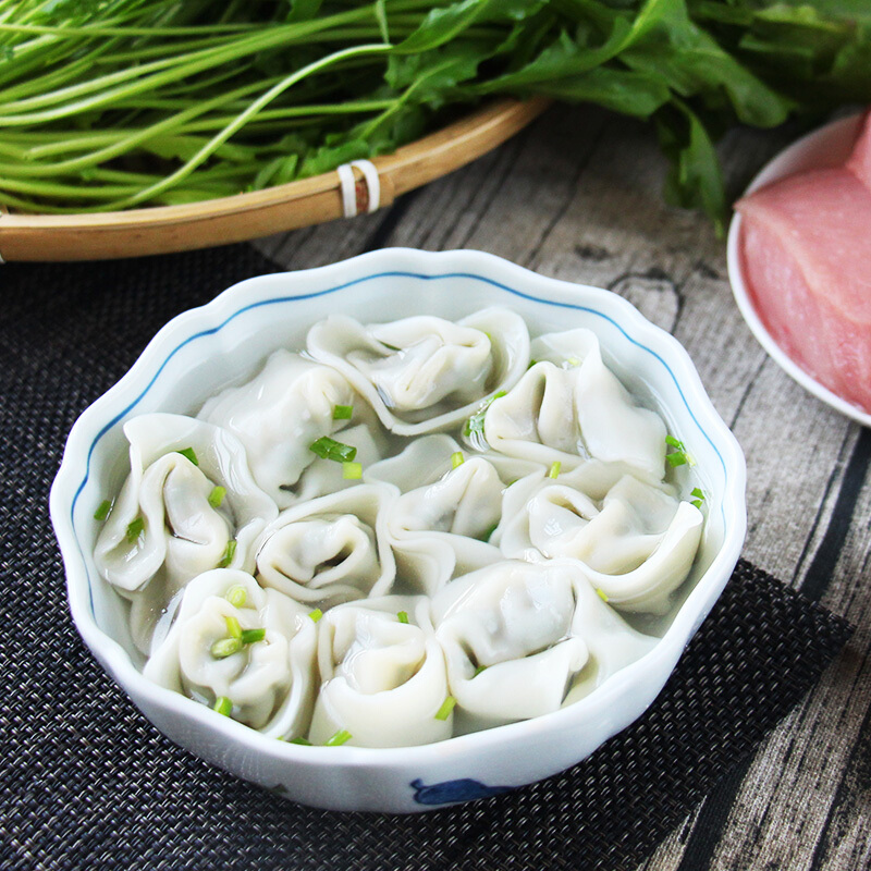 湾仔码头上海风味荠菜猪肉大馄饨600g30*3袋只儿童早餐小云吞冷链 - 图2