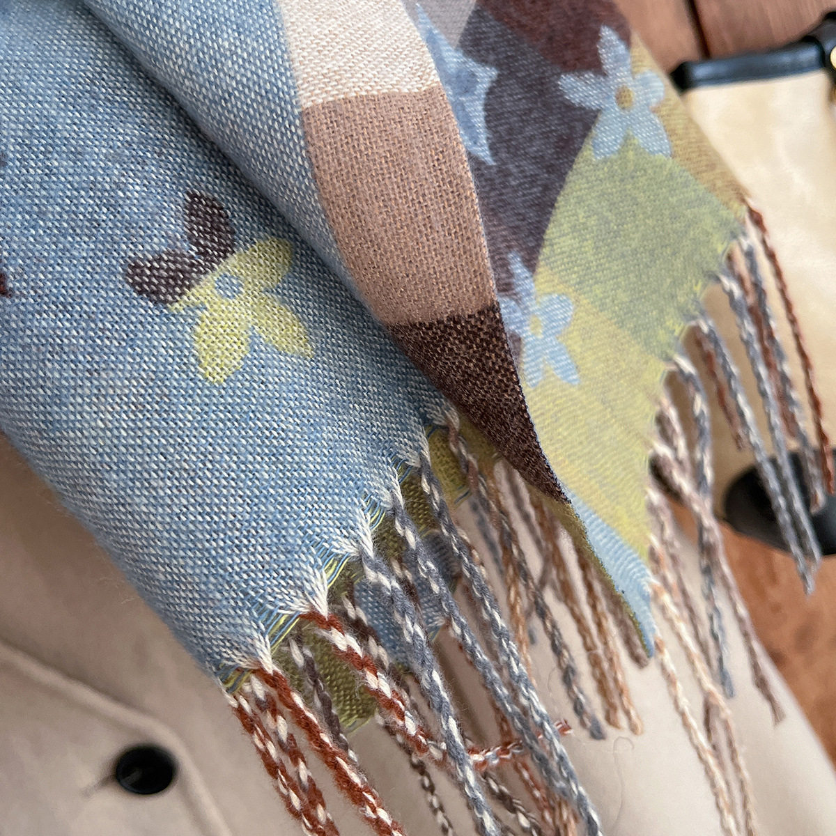 韩版大牌五角星仿羊绒围巾女秋冬季学院风高档加厚保暖空调披肩,淘宝优惠券,粉丝福利购,淘宝优惠卷