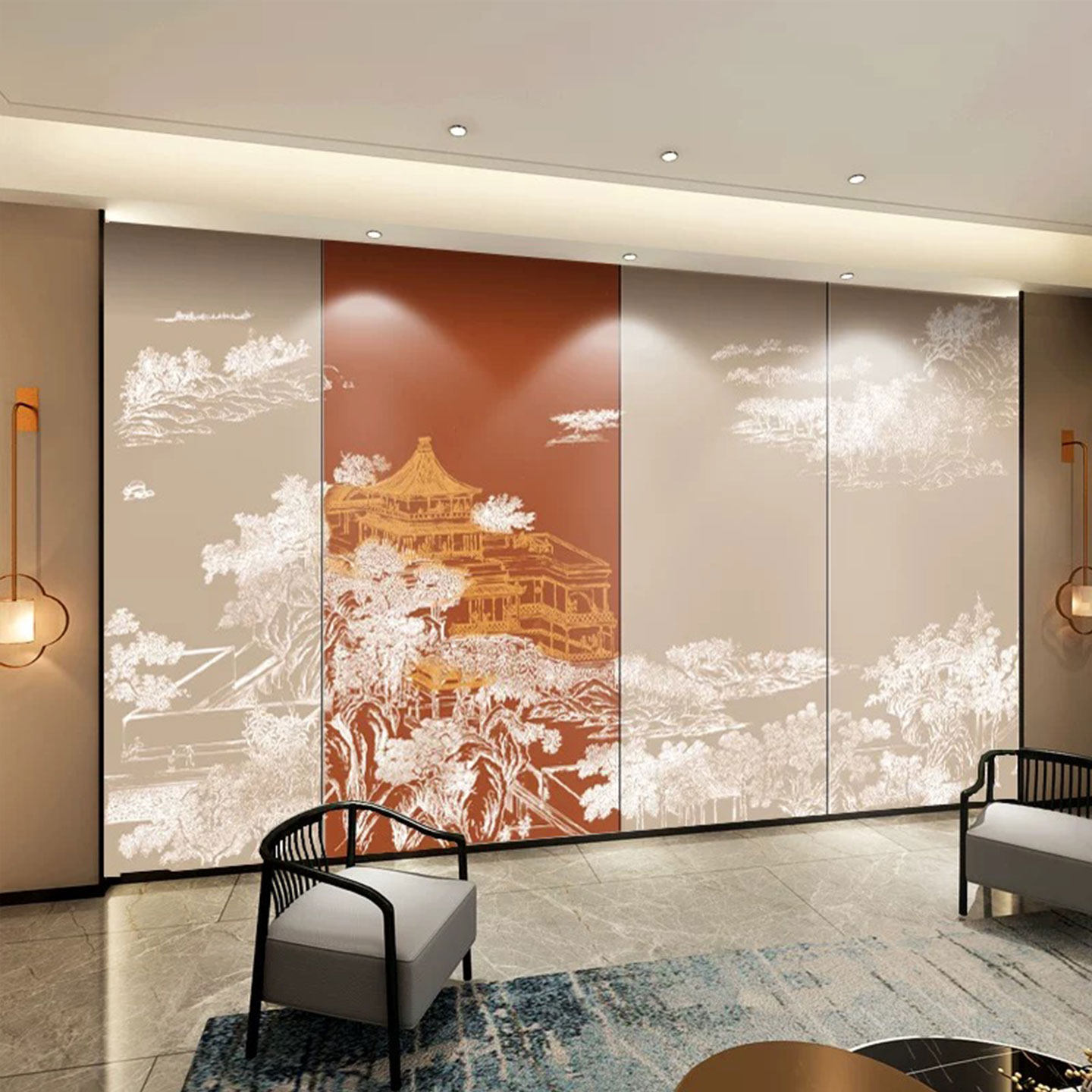 刺绣硬包背景墙新中式山水独绣客厅沙发酒店卧室床头宋式打印3d画,淘宝优惠券,粉丝福利购,淘宝优惠卷