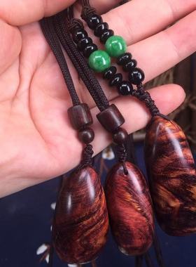 海南黄花梨情侣手链纯天然小吊坠