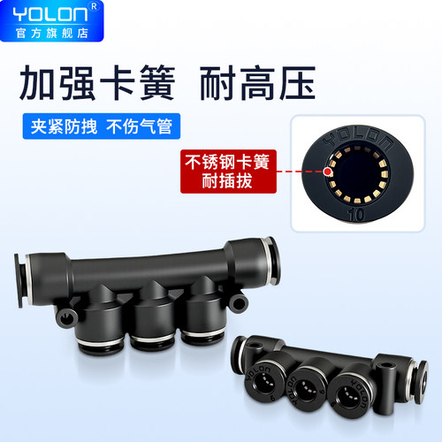 气动气管快速接头五通快插气管塑料配件管路分配器MPK4/6/8/10/12 - 图2