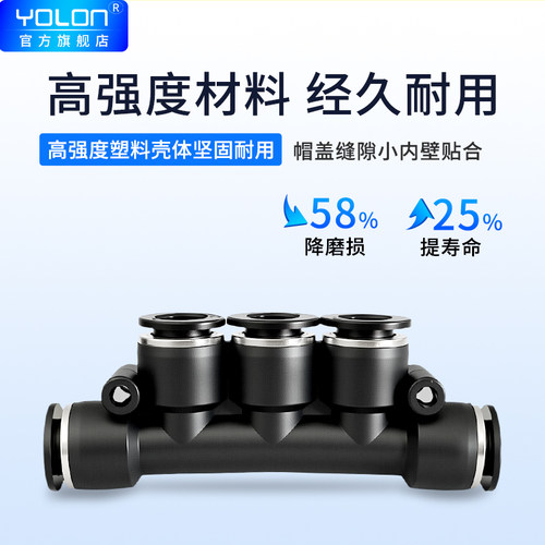 气动气管快速接头五通快插气管塑料配件管路分配器MPK4/6/8/10/12 - 图0