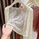 Anchor ສີແດງ lace cardigan ສໍາລັບແມ່ຍິງ, ສິ້ນ suspender ປ້ອງກັນແສງແດດສູງ, blouse ຕາຫນ່າງບາງໆ shawl ສໍາລັບພາກຮຽນ spring