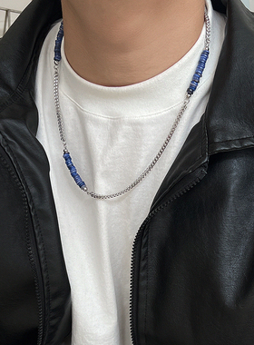 YiJian 克莱因蓝拼接项链男士毛衣链女嘻哈冷淡风百搭时髦新款