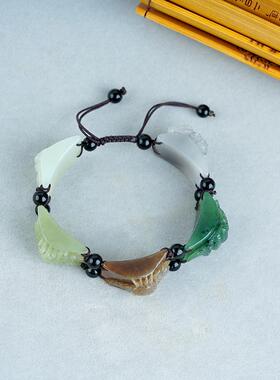 一物一图 和田玉五毒手链男女款天然玉石手排碧玉黄玉烟紫青白玉